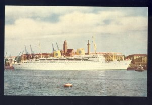 Swedish American Line Postcard, MS Kungsholm Ship, Gotehenburg Direct New York