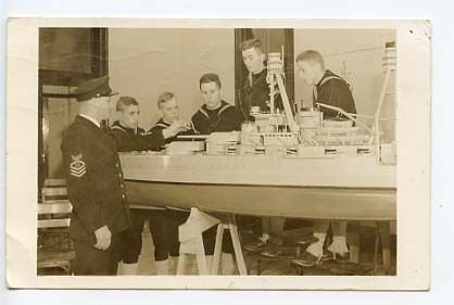 Great Lakes IL US Navy Model Ship Training 1942 RPPC Real Photo Postcard