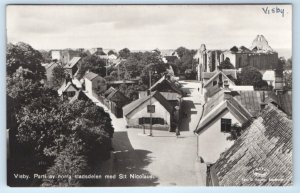 RPPC VISBY View of St. Nicolaus SWEDEN Postcard