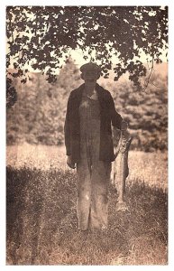 Man with  Caugh Fish  , RPPC