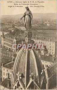 Old Postcard Lyon Ancient Church of N D Fourviere Statue of the immaculate Co...