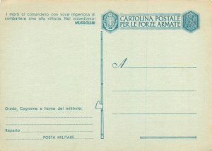 Military post card franchise Mussolini phrase propaganda for Italian armed force