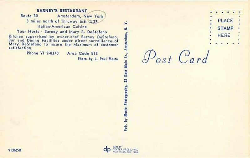 NY, Amsterdam, New York, Barney's Restaurant, Dexter Press No. 91362-B