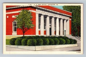 Lexington VA-Virginia, US Post Office, Linen Postcard 