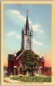Saint Mary's Of The Mountains Virginia City Nevada NV Parish Church Postcard
