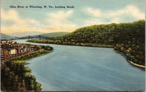 postcard Wheeling, West Virginia - Ohio River Looking South