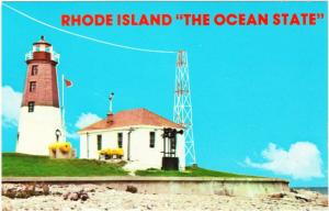 Narragansett RI Point Judith Lighthouse 1980s Postcard