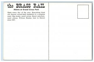 The Brass Rail Theatre Bar Adams Grand Circus Park Detroit Michigan MI Postcard