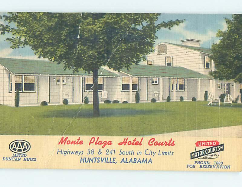 Linen MONTE PLAZA COURT MOTEL Huntsville Alabama AL M6388