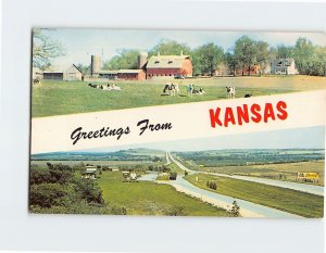 Postcard Greetings From Kansas USA