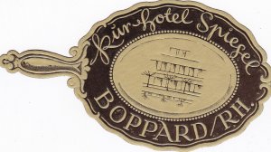 Germany Boppard am Rhein Kur Hotel Spiegel Gold Vintage Luggage Label sk2002