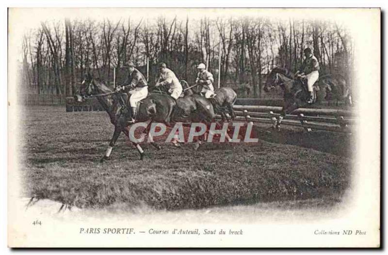 Old Postcard Horse Riding Equestrian Sports Racing of Paris & # 39Auteuil Lea...