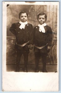 1910 Twin Boys Identical Studio Great Falls Montana MT RPPC Photo Postcard