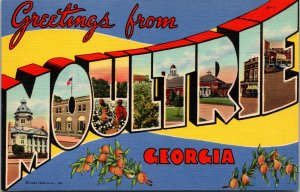 Vtg 1940s Large Letter Greetings Moultrie Georgia GA Unused Linen Postcard