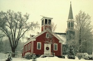 Postcard School House And St. Georges Anglican Church Georgeville Quebec Canada