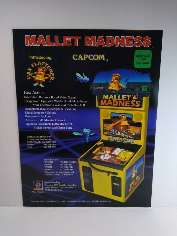 Mallet Madness Arcade Flyer 1999 Original Game Art Promo 8.5 x 11