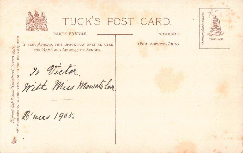 Christmas Greetings Humanized Songbirds Umbrella Anthropomorphic postcard B921