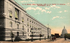 Vintage Postcard 1910's US Senate Office Building With US Capitol Washington DC