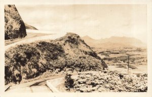 HONOLULU HAWAII~HAIRPIN CURVE ON PALI ROAD~1940s REAL PHOTO POSTCARD