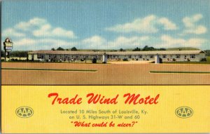 Trade Wind Motel Valley Station KY Hwy 31 & 60 Vintage Postcard M44