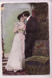 Couple, in Fancy Dress, Vintage Romance, Used Bridgewater Nova Scotia, 1909?
