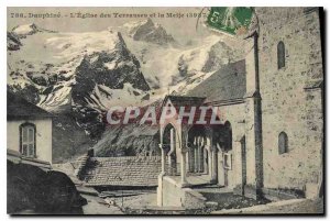 Old Postcard Dauphine church of the Terraces and the Meije