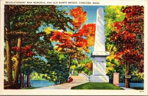 Revolutionary War Memorial Old North Bridge Concord Massachusetts WB Postcard 