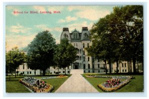 School for Blind Lansing Michigan Early 1900's Vintage Antique Postcard 