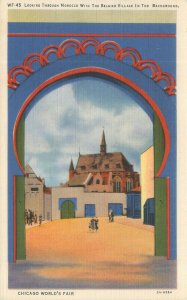 Chicago World's Fair Morocco View of Belgian Village Art Colortone WF45 Postcard