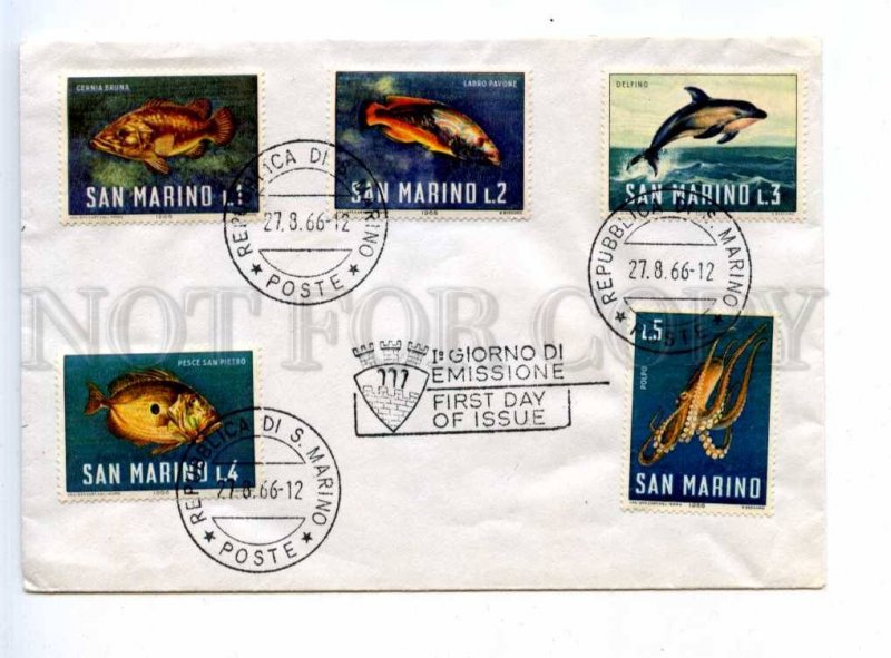 414512 SAN MARINO 1966 year marine fauna First Day COVER