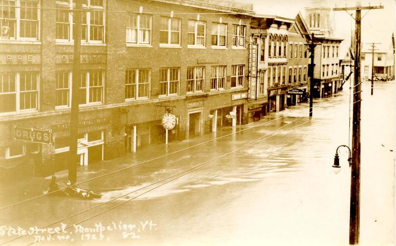 VT - Montpelier. Flood, November 3-4, 1927. State St   *RPPC