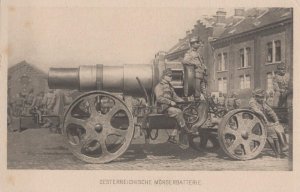 AUSTRIA MORTAR BATTERY CANNON GUN SOLDIERS WW1 MILITARY POSTCARD (c. 1917)