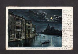 Italy Venice Venezia Moonlight view Vintage Italie Carte Postale Postcard Night