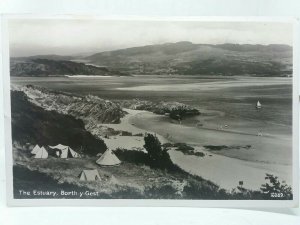 Camping at the Estuary c1950 Borth Y Gest Northwales Vintage Postcard