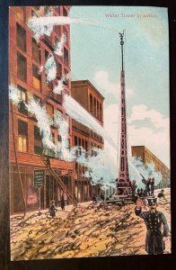 Vintage Postcard 1907-1915 Water Tower in Action, New York Fire Fighters Series