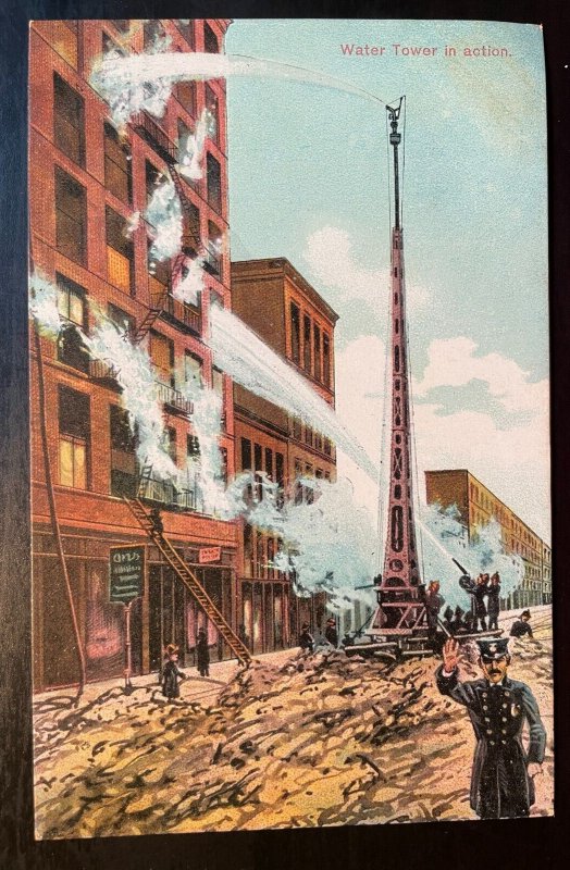 Vintage Postcard 1907-1915 Water Tower in Action, New York Fire Fighters Series