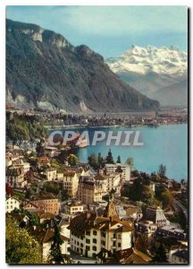 Modern Postcard Territet Montreux General view and the Dents du Midi