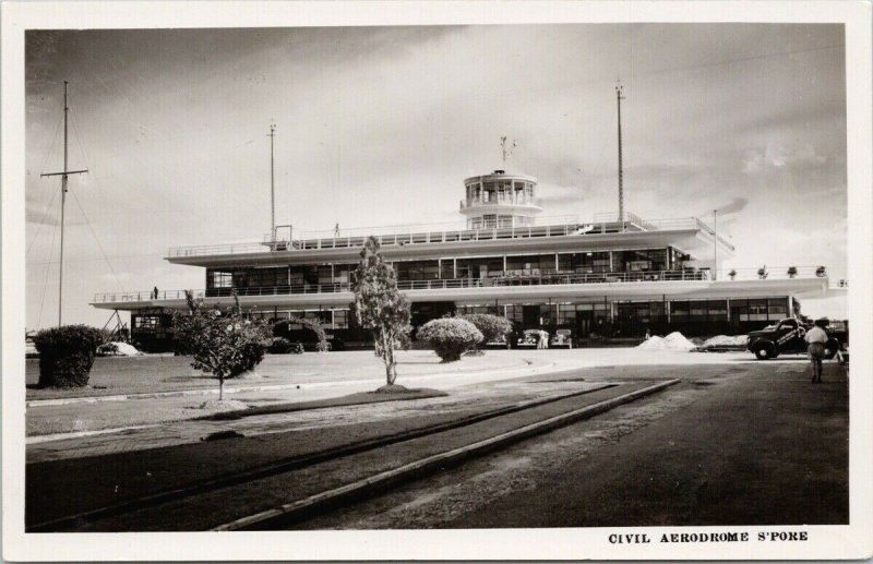 Singapore Civil Aerodrome Airport Unused Real Photo Postcard F83