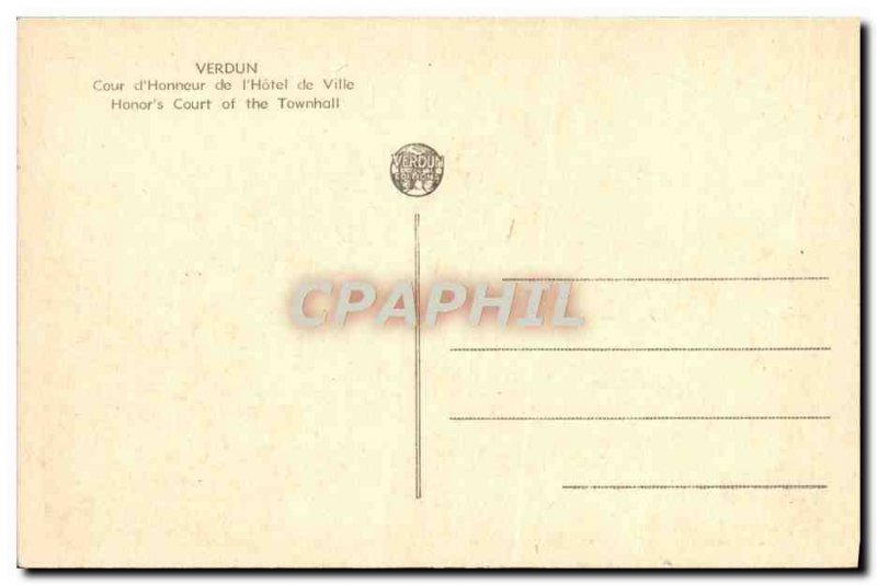 Old Postcard Verdun Court D & # 39Honneur From & # 39Hotel Town