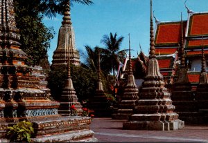 Thailand Mosaic Encrusted Stupas In The Courtyard Of Wat Pho