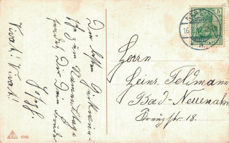 Happy New Year Men are Singing Vintage Postcard 07.08