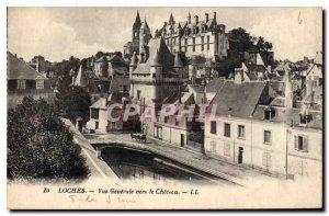 Old Postcard Loches general view towards the Chateau