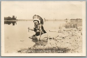 CAUGHNAWAGA INDIAN RESERVE PQ CANADA ANTIQUE REAL PHOTO POSTCARD RPPC