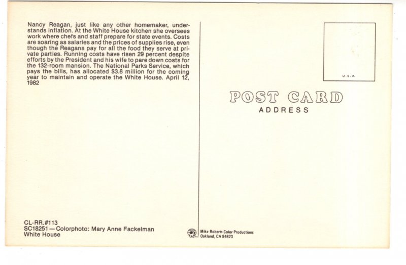 First Lady Nancy Reagan, White House Kitchen, Cakes, Chefs