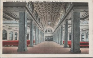 Postcard Interior View New York Central Station Utica NY