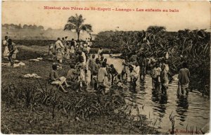 PC CPA GABON, LOANGO, LES ENFANTS AU BAIN, Vintage Postcard (b21818)