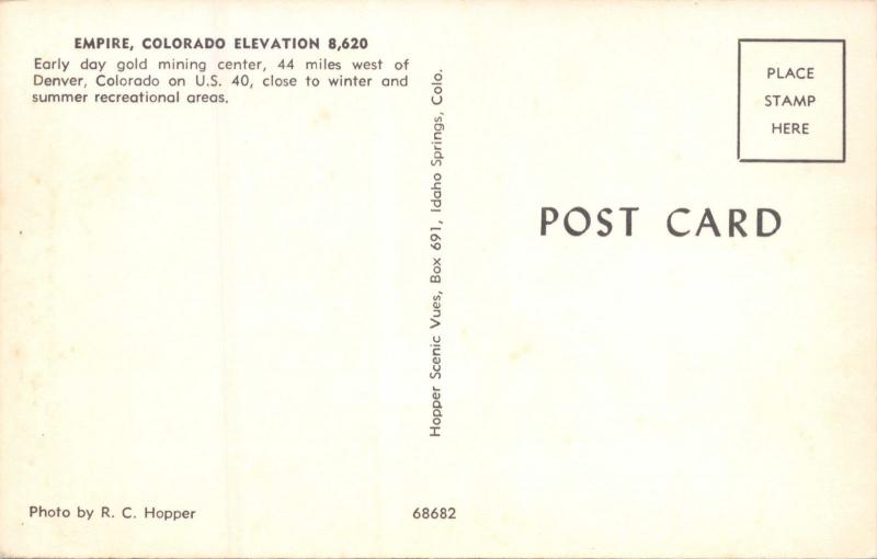 EMPIRE COLORADO-EARLY GOLD MINING CENTER-ELEVATED VIEW POSTCARD 1960s