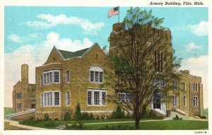 Vintage Postcard 1943 National Armory Building Flint Michigan MI Structure