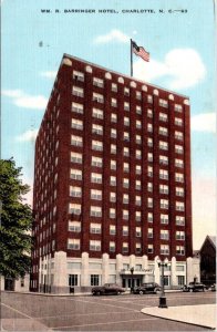Charlotte, NC North Carolina   WM R BARRINGER HOTEL  1942 Advertising Postcard