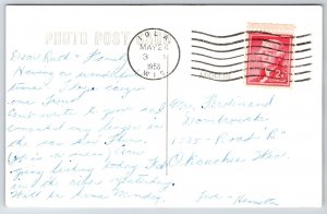 Iola Woodie~Gambles~c1949 Nash Ambassador~Texaco~Yellow Stop Sign~Gambles~RPPC